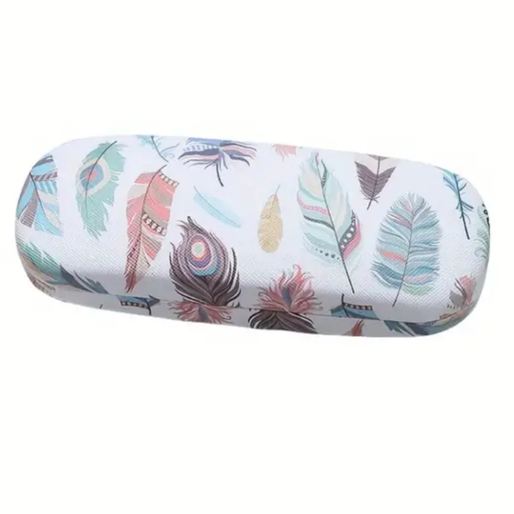 Eyeglass Hard Case Fashion Geometric Leaf Print Metal